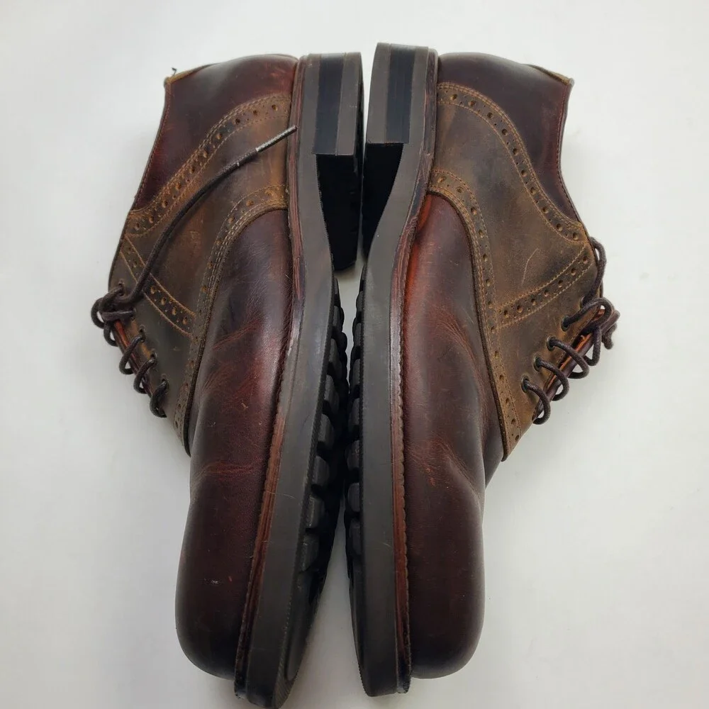 Johnston & Murphy Brown Leather Saddle Oxford Shoes Mens 10.5 Made in Italy M